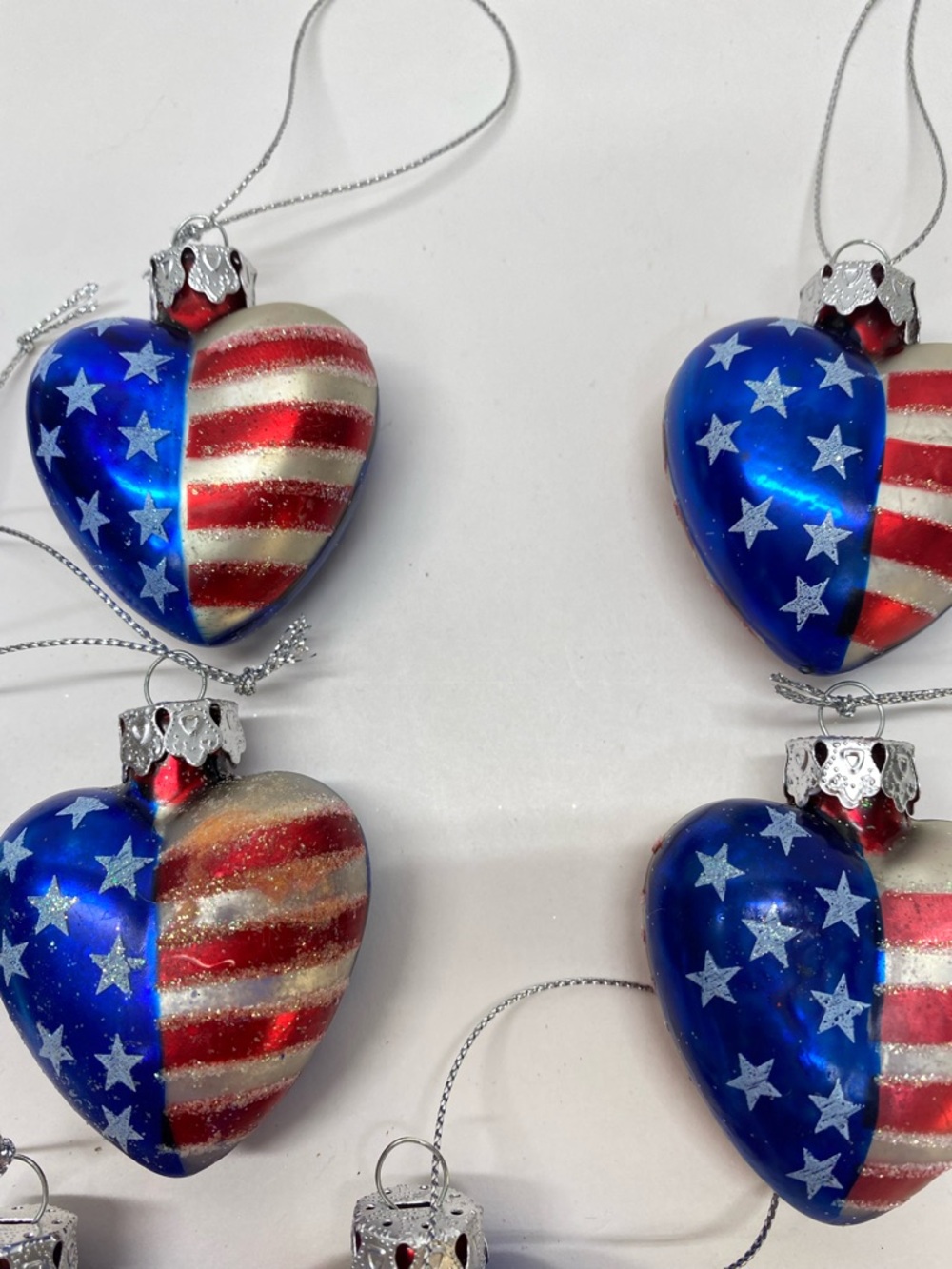 Patriotic Heart Ornament Set of 8 1 Uncle Sam Nutcracker Ornament Americana 4th - Picture 15 of 15